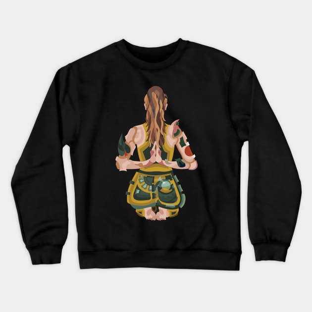 WOMEN DOING YOGA - PRAYER MUDRA BEHIND THE BACK POSTURE Crewneck Sweatshirt by STYLIZED ART